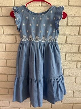 Cat & Jack Light Blue Eyelet Flutter Dress pet/smoke free home open to offers